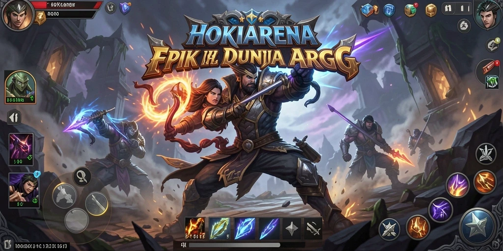 Gameplay seru HOKIARENA dengan pertarungan dinamis.