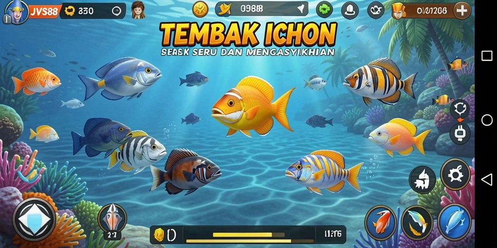 Tampilan gameplay seru dari JVS88 yang penuh aksi Tembak Ikan.