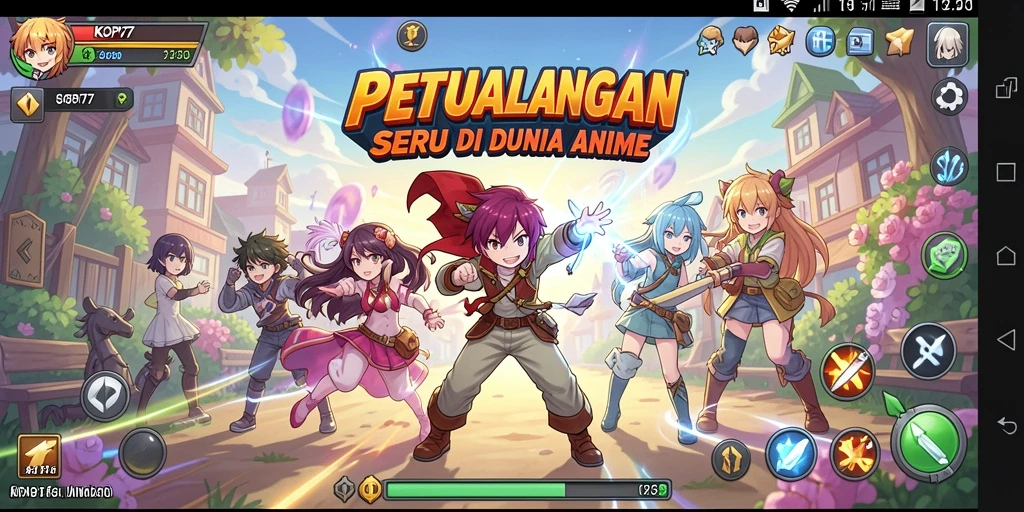 Tangkapan layar KOPI77 menampilkan aksi seru dalam pertarungan karakter anime.
