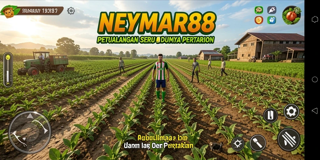 Tampilan gameplay NEYMAR88 yang menawan dengan ladang yang subur.