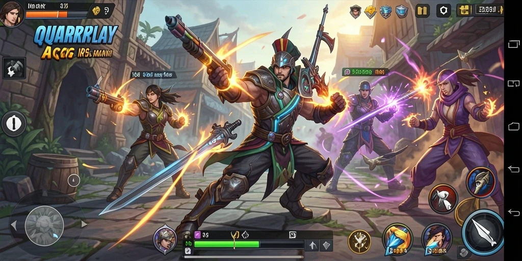 Tampilan aksi mendebarkan dalam permainan ARPG QUARKPLAY.
