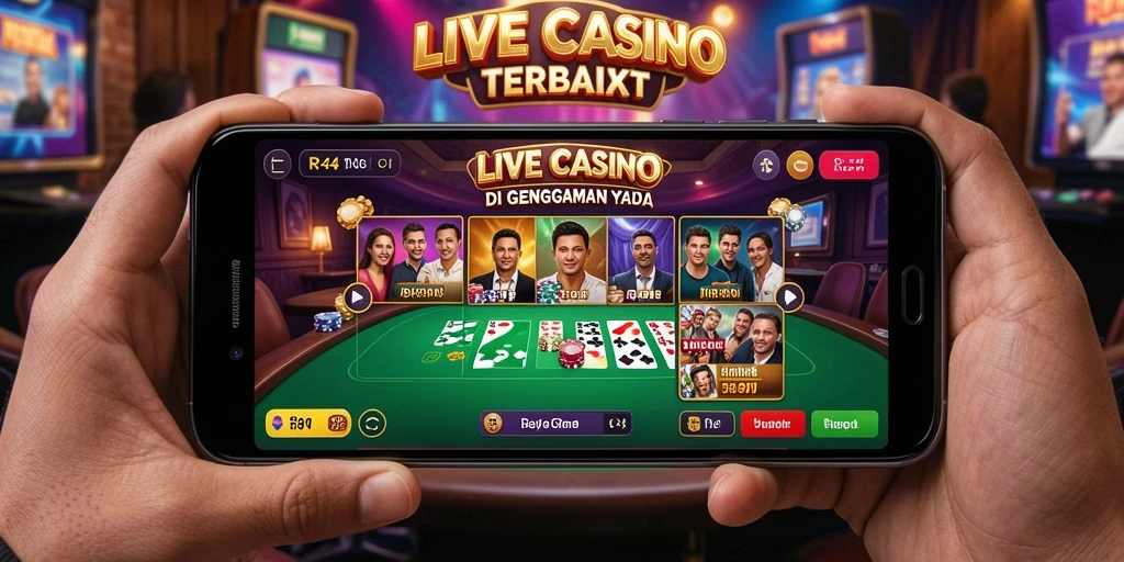 Screenshot permainan Live Casino RR44 yang menampilkan dealer dan gameplay yang seru.