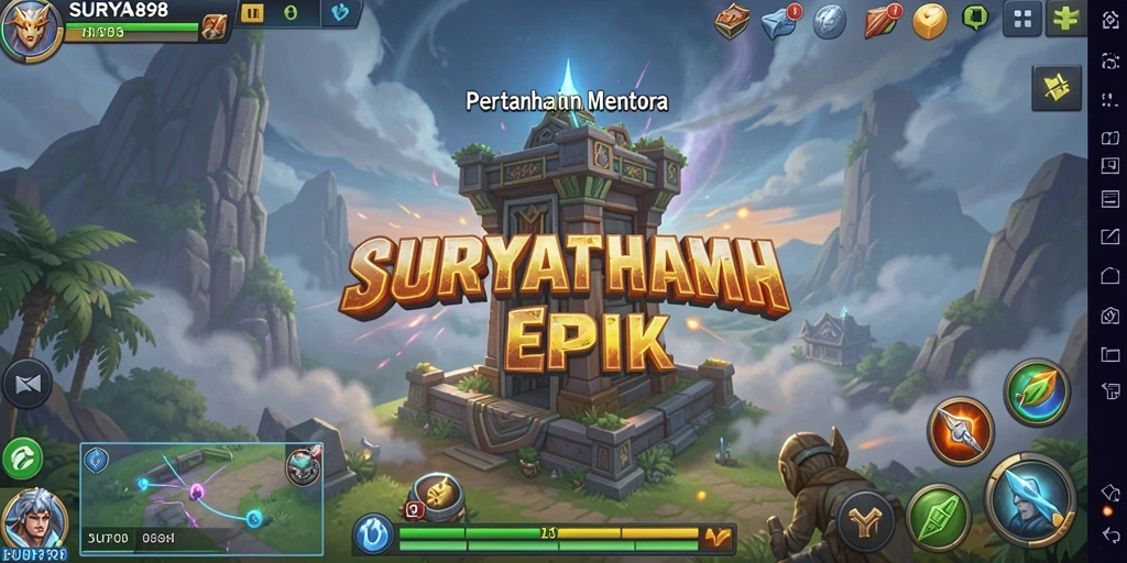 Tampilan gameplay <strong>SURYA898</strong> yang mendebarkan dalam Tower Defense.