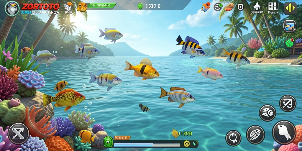 Screenshot ZORTOTO menampilkan gameplay seru Tembak Ikan.